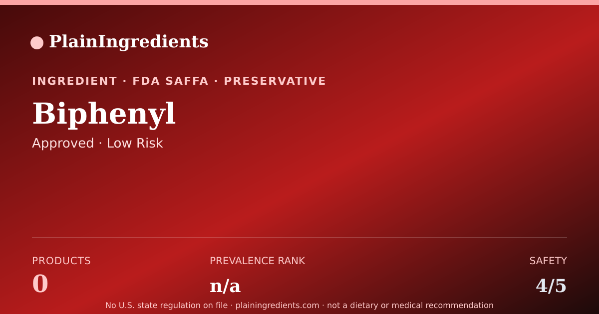 Shareable card for Biphenyl: Safety Score & FDA Status | PlainIngredients